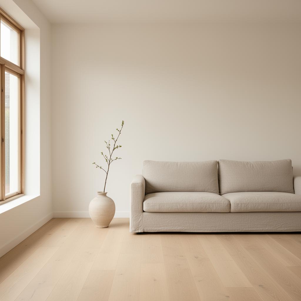 Minimalistiskt skandinaviskt vardagsrum